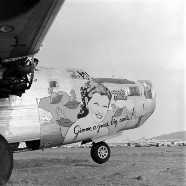 B-24 Liberator "Mabel's Labels" ... "Gimme a Great Big Smile!" engines removed and awaiting the smelter at Kingman Army Air Field in Arizona